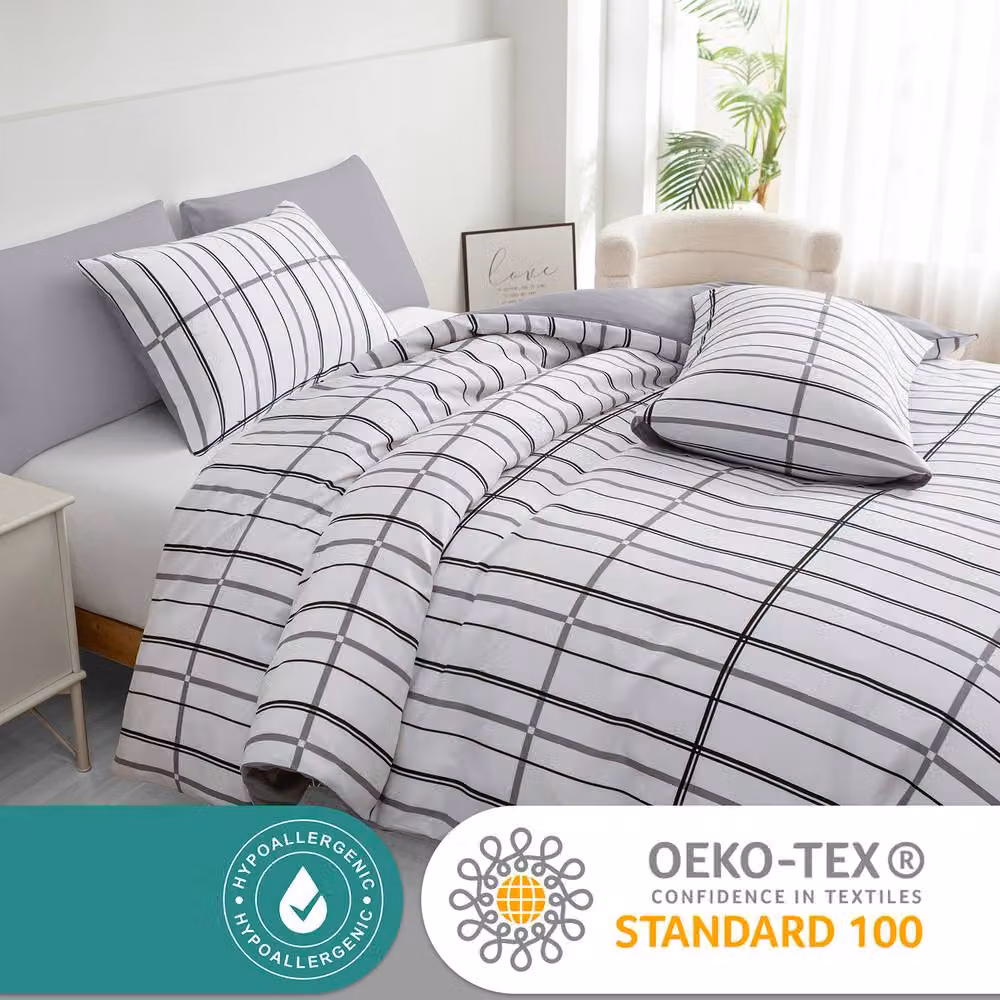 Grace Brushed Microfibre Duvet Cover and Pillowcase Set in White, King Size (180 x 200 cm) – 3
