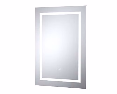 nuie Modern Rectangular LED Touch Sensor Bathroom Wall Mirror in Silver, W: 70 cm, H: 50 cm