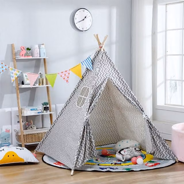 Livingandhome Foldable Indian-Style Childrens Play Tent Playhouse in Grey