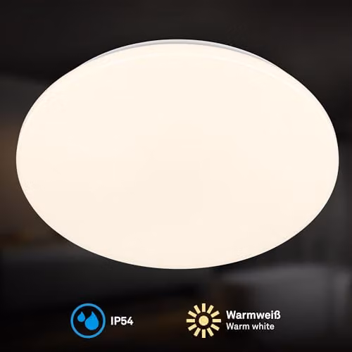 Briloner LED Ceiling Light, Warm White, IP54 Splash Resistant, 24W, 2600lm, White, W/D/H: 35 x 35 x 5.5 cm – 2