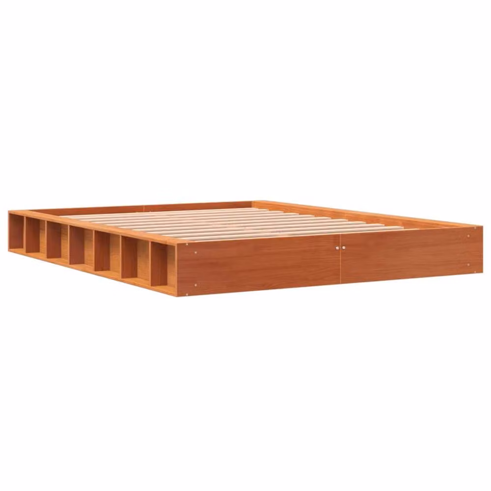 Berkfield Home Small Double Solid Wood Pine Bed Frame in Wax Brown, W/D/H: 120 x 200 cm – 3