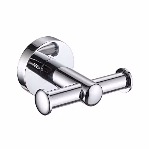 Showerdrape Wall Mounted Double Robe Hook in Polished Chrome Stainless Steel