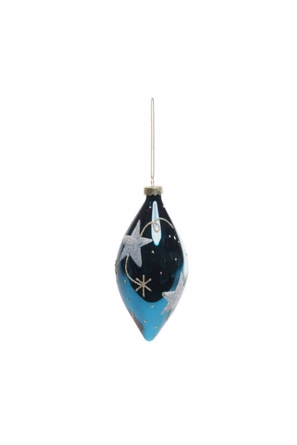 KDMD Midnight Blue Glass Droplet Bauble Pack of 3, H: 12 cm – 2