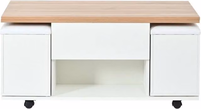FORGEVIO Modern White Wooden Lift Up Top Coffee Table – 1
