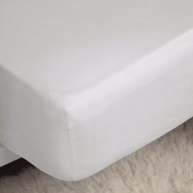 Belledorm Single Extra Deep Fitted Sheet in White 100% Cotton Mako Satin, W/D/H: 90 x 200 x 38 cm