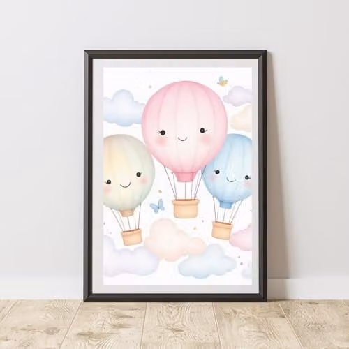 60 Second Makeover Hot Air Balloons Illustration Wall Art Poster, Multicolour, A3