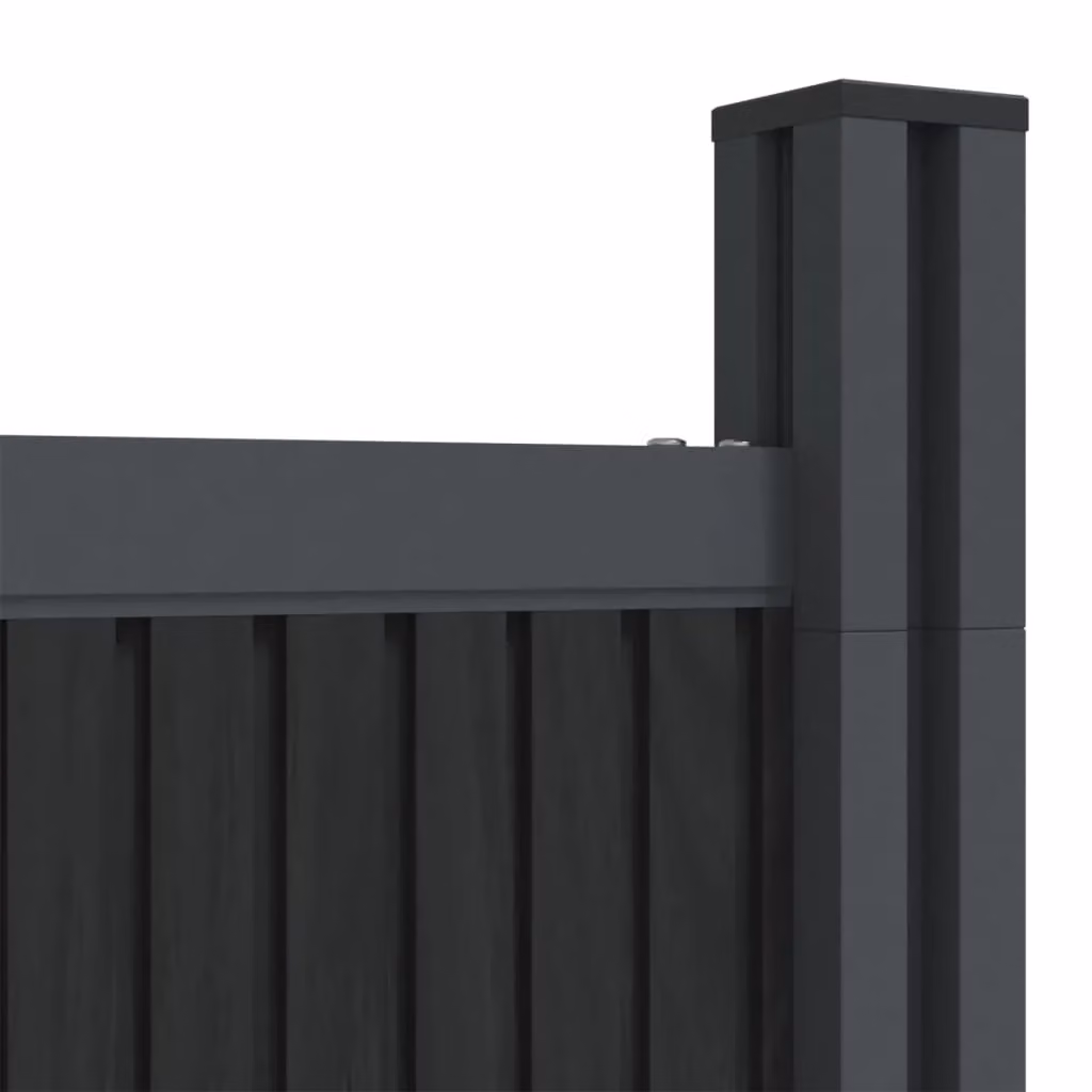 Berkfield Home Grey WPC and Aluminium Opaque Fence Panel, W: 1045 cm, H: 186 cm – 4