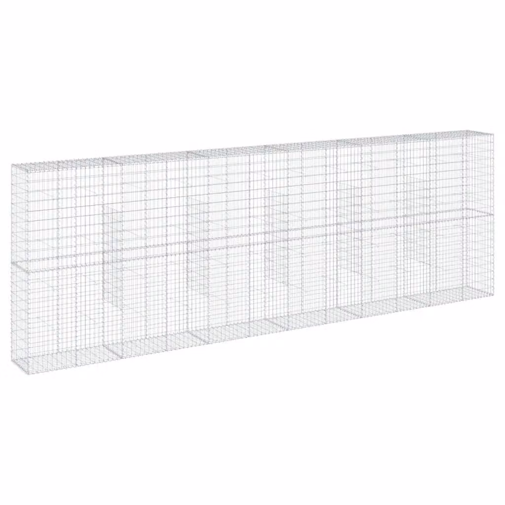 Berkfield Home Silver Galvanised Steel Gabion Basket with Cover, W/D/H: 600 x 50 x 200 cm – 2