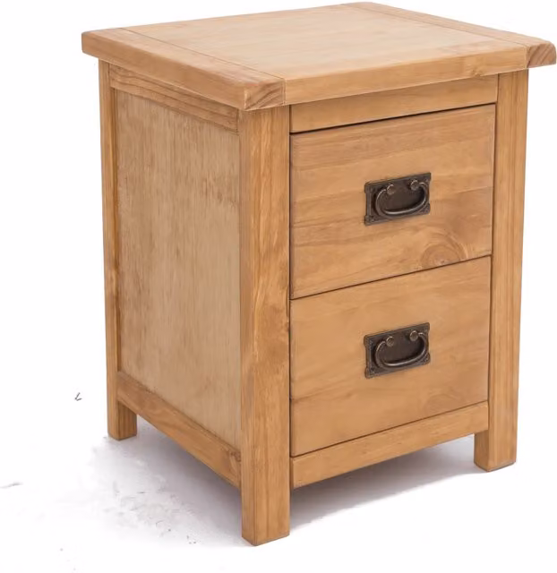 Cabinet Bits Lugo 2 Drawer Bedside Table in Antique Brown Pine with Gold Details
