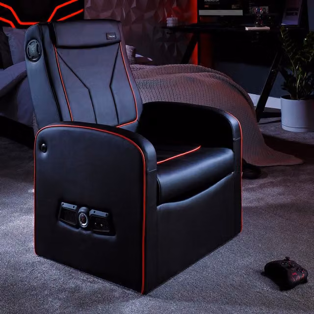 X Rocker Shift Luxe JR 2.1 Stereo Storage Gaming Chair in Black and Red