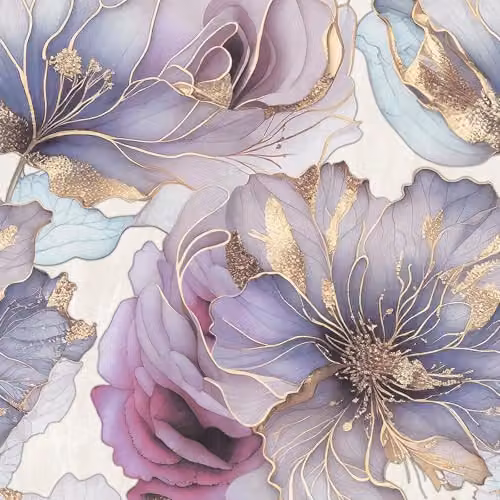 Muriva Renata Floral 3D Flower Blossom Print Vinyl Wallpaper in Cream and Gold