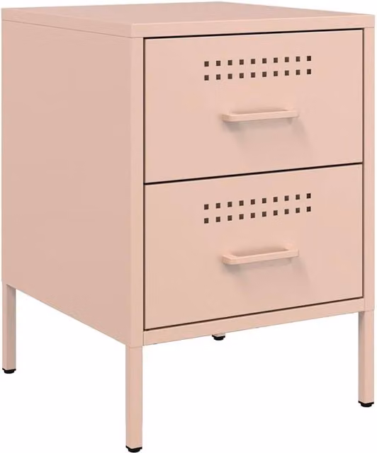 Berkfield Home Pink Metal Bedside Cabinet W/D/H: 36 x 39 x 50.5 cm – 1