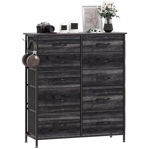 HOMCOM Black Fabric Chest of Drawers with 10 Drawers for your Bedroom – 1