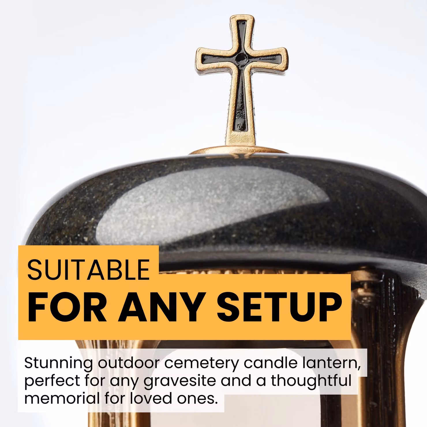 Novecrafto Large Gold Granite Memorial Lantern for Cemetery and Grave Ornaments – 4