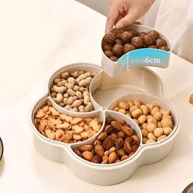 NESTLUNE Divided Serving Tray with Lid and 5 Compartments in Beige, W: 100 cm, D: 15 cm