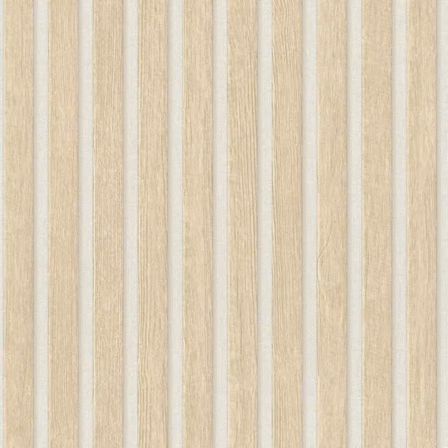 A.S. Création Wood Slats Striped Vinyl Wallpaper in Beige – 1
