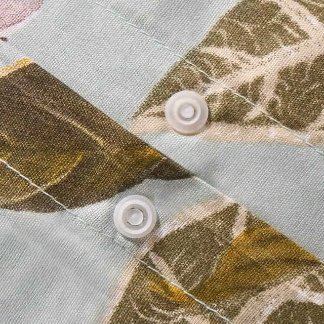 OHS Reversible Floral Print Duvet Cover Set in Blue and Green, 200 x 200 cm