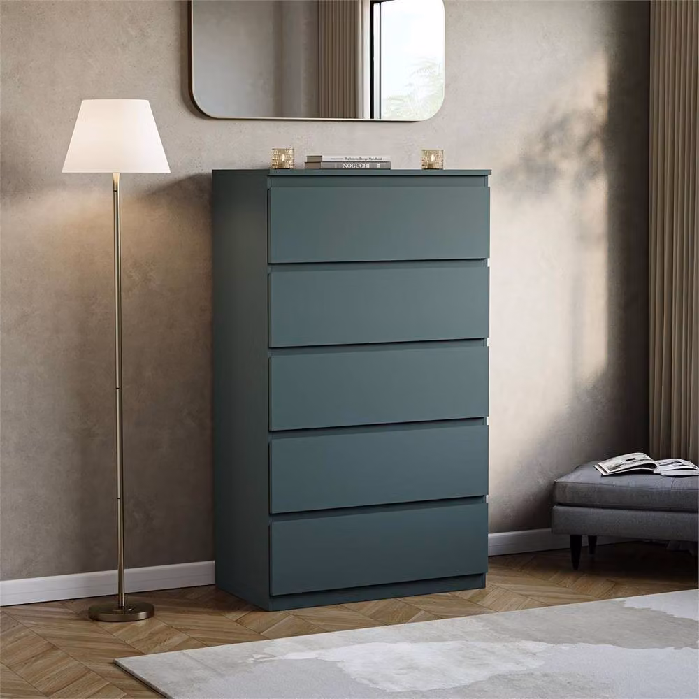 NESTLUNE Green 5 Drawer Chest of Drawers Storage Cabinet W: 100 cm, D: 60 cm – 3