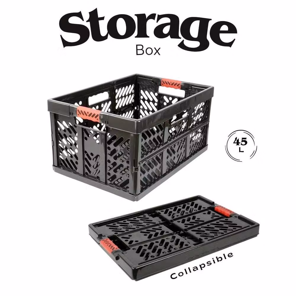 KORVIXA Collapsible Storage Carry Box Organizer in Black, W/D/H: 50 x 50 x 50 cm – 3
