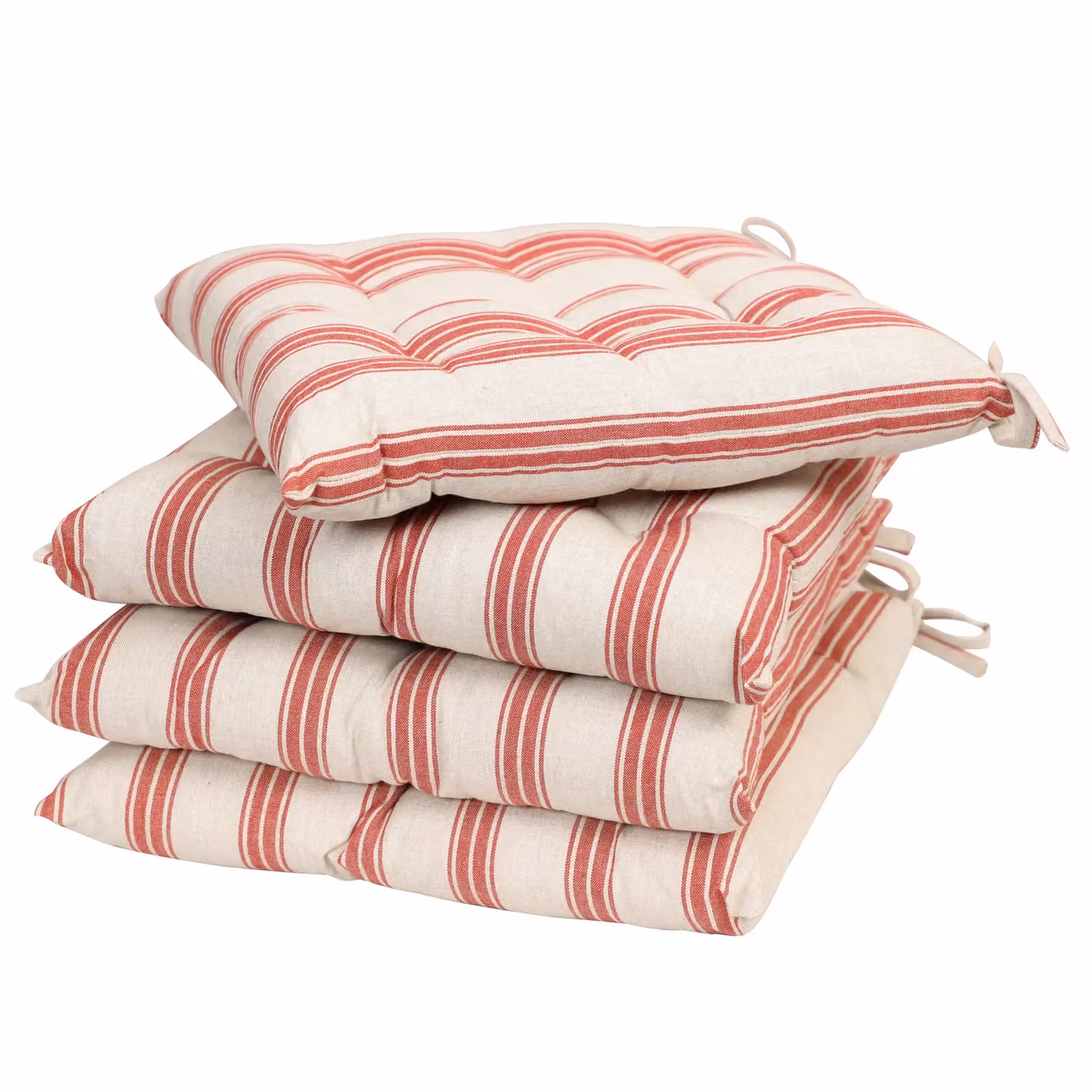 Dibor Set of 4 Red Striped Traditional Garden Chair Seat Pads, W: 40 cm, D: 40 cm, H: 40 cm – 2