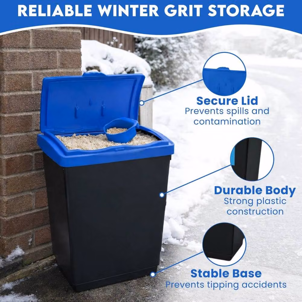 EONLION 47L Black Plastic Dust Waste Bin with Flip Lid – 4
