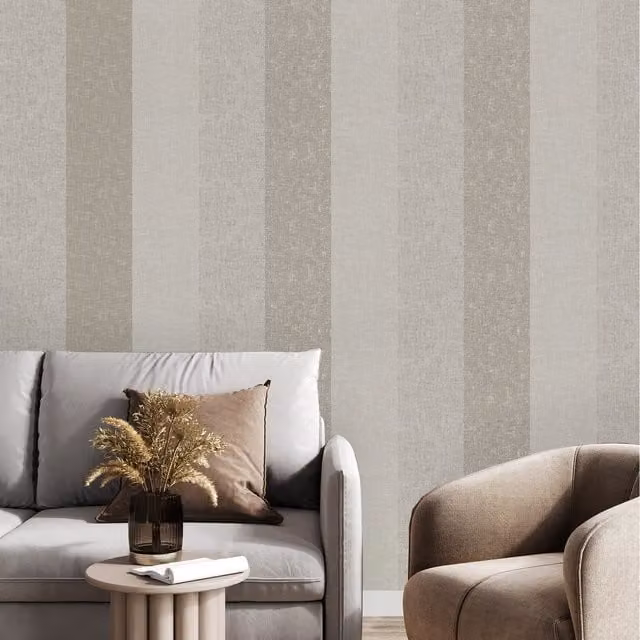 Superfresco Meadow Stripe Washable Abstract Wallpaper in Beige