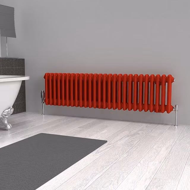 Lux Heat Horizontal Column Radiator in Poppy Red, 2 Column, W: 30 cm, H: 119 cm