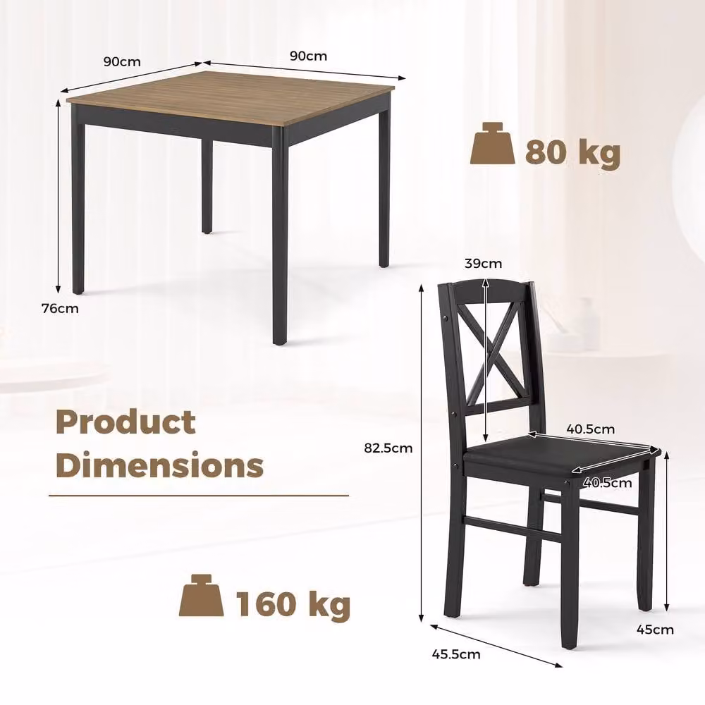 Costway 3-Piece Modern Dining Table and 2 Upholstered Chairs Set in Brown – 3