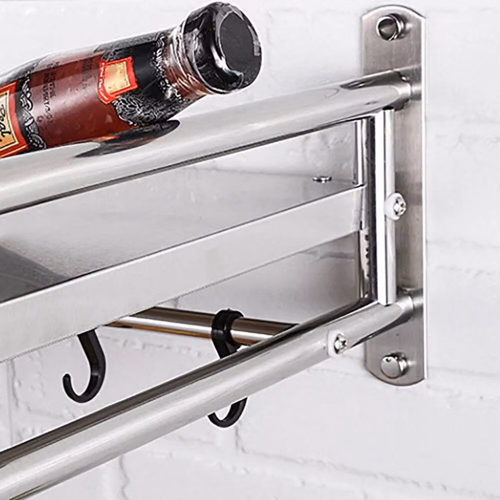 NESTLUNE Wall Mounted Microwave Oven Rack and Kitchen Storage Organizer Shelf in Silver, W/D/H: 100 x 100 x 100 cm – 2