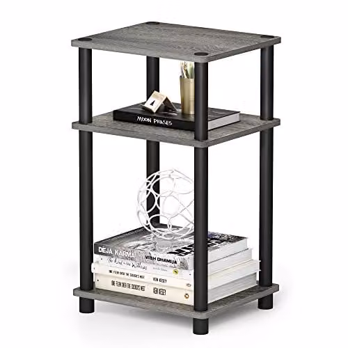 Furinno JUST 3-Tier Side Table with Open Shelves in French Oak
