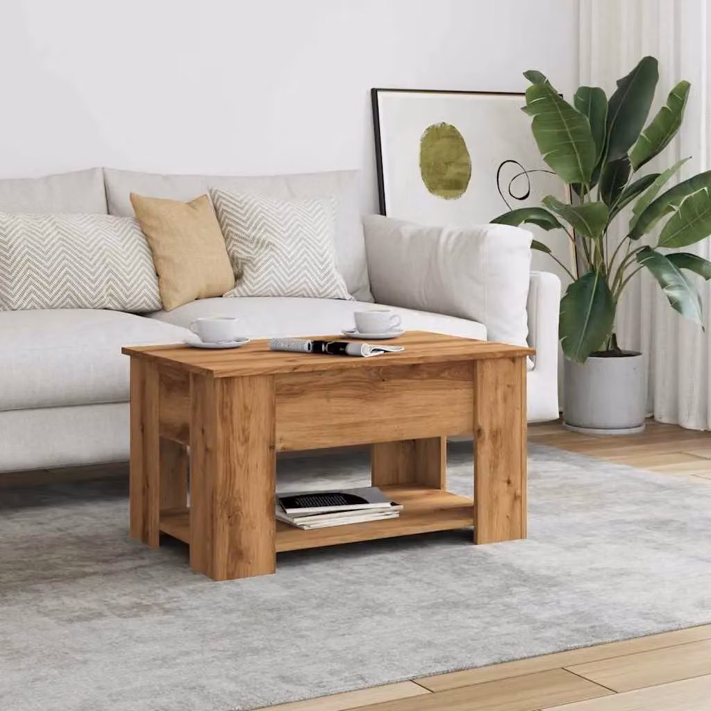 Berkfield Home Artisan Oak Coffee Table in Brown, W/D/H: 79 x 49 x 41 cm – 3