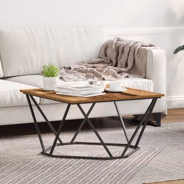 Berkfield Home Rectangular Rustic Reclaimed Solid Wood Coffee Table in Brown – 1