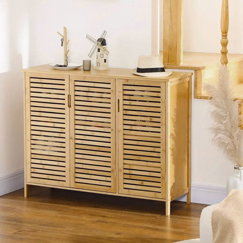 Kelvenix Bamboo Shoe Storage Cabinet in Sand for 16 Pairs of Shoes – 4