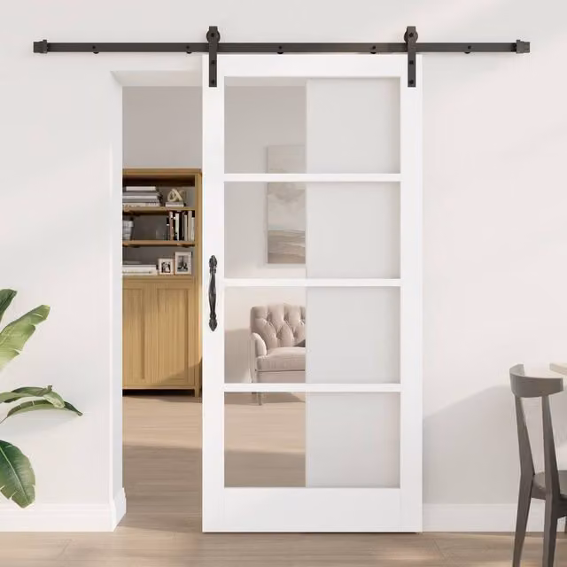 Berkfield Home Orkdal Sliding Door with Hardware Set, White, W: 93 cm, H: 202 cm – 1