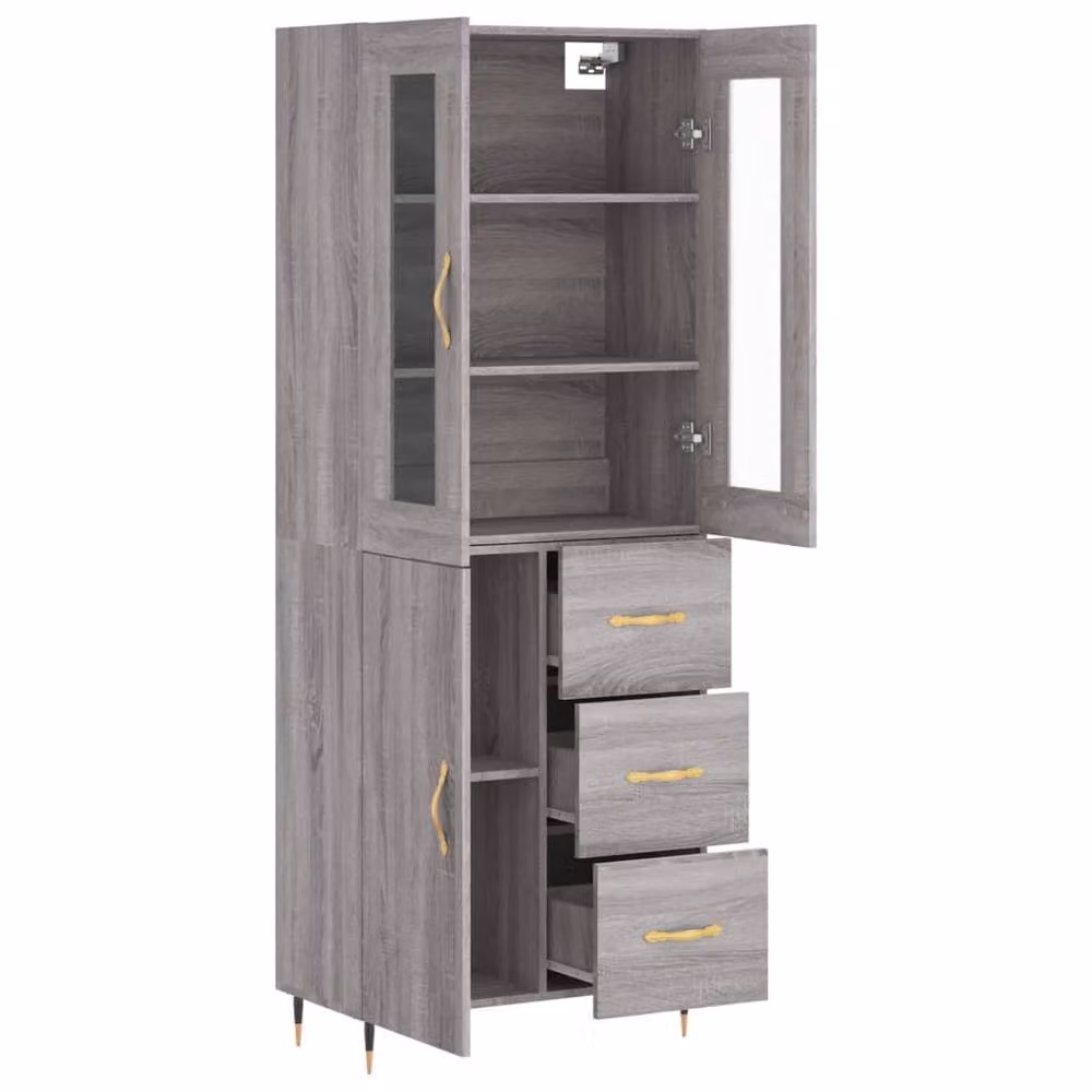 Berkfield Home Sonoma Highboard in Grey, W/D/H: 69.5 x 34 x 180 cm – 3