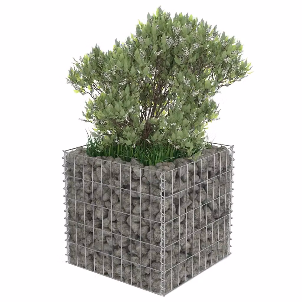 Berkfield Home Silver Galvanised Steel Stone Gabion Raised Bed, W/D/H: 50 x 50 x 50 cm – 3
