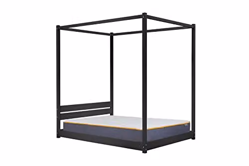 Birlea Darwin Black Four Poster King Size Solid Wood Bed Frame – 1