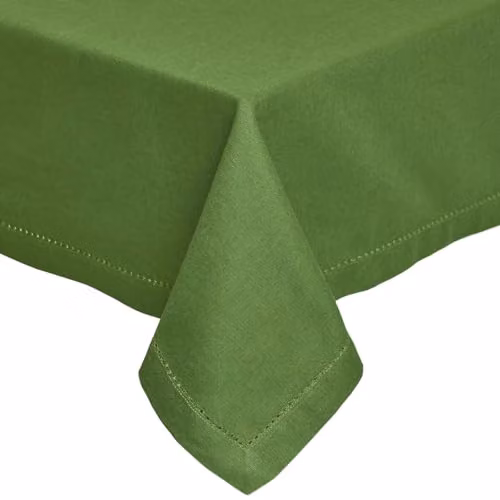 HOMESCAPES Plain Olive Green Cotton Rectangular Tablecloth, W: 137 cm, L: 178 cm – 1