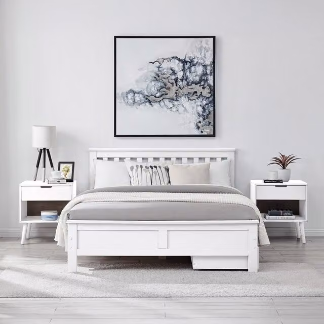 FurnitureboxUK Azure White King Size Bed Frame and Mattress Set in Solid Pine Wood, W/D/H: 180 x 200 cm