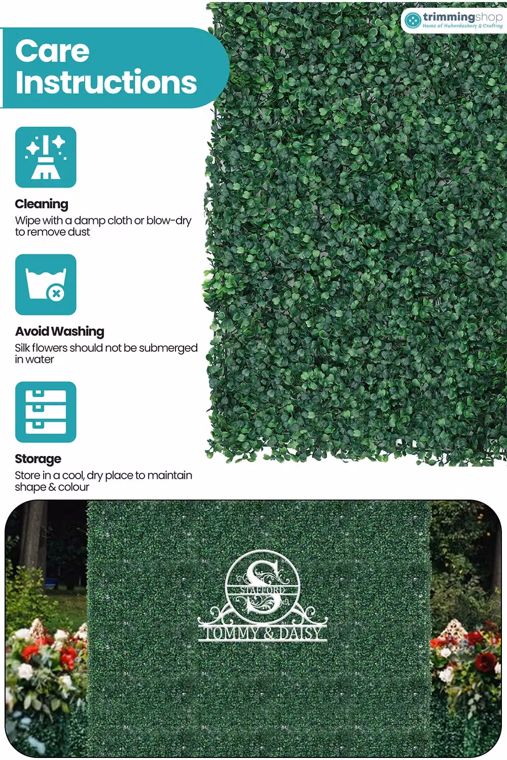 Neel Blue Green Artificial Grass Hedge Panels for Wall Backdrop – 5