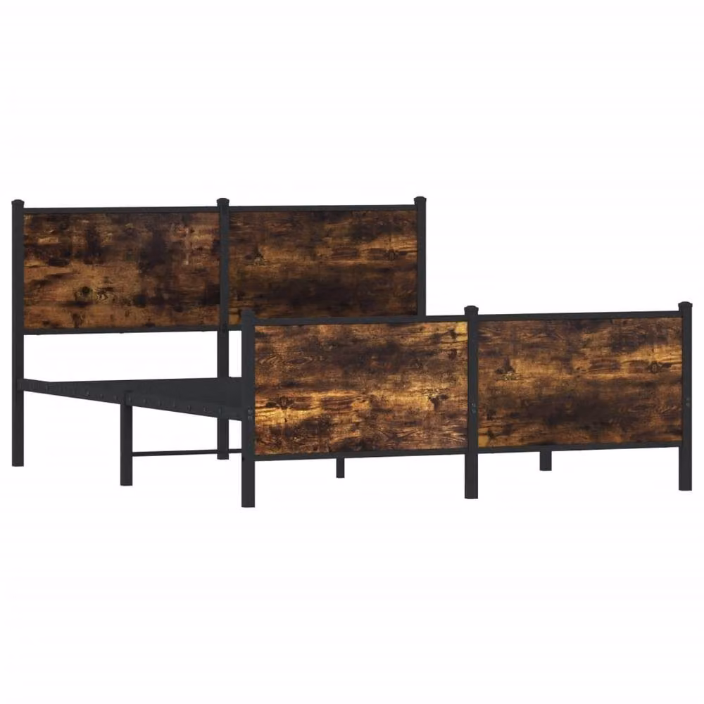 Berkfield Home Metal Bed Frame in Smoked Oak Brown, W: 137 cm, L: 190 cm – 3