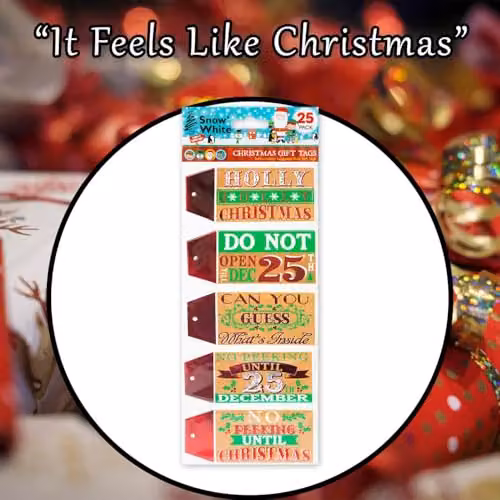 VFM e-Store Christmas Themed Paper Gift Tags, 25 Pack, Multicolour – 8