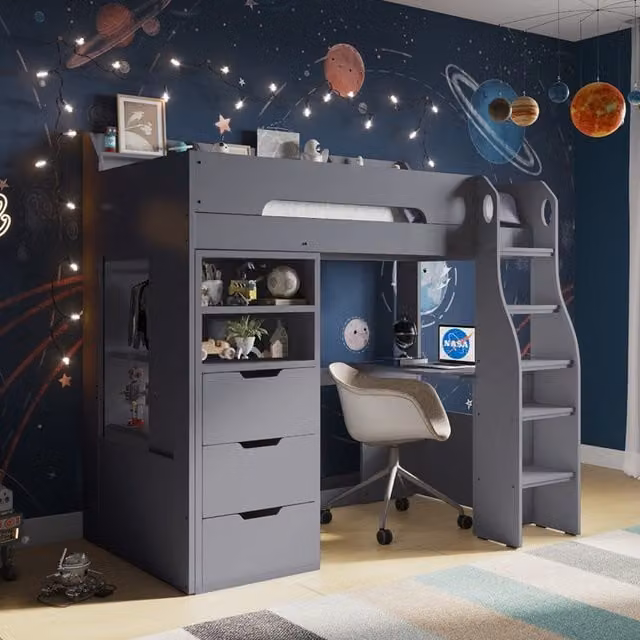 Flair Furnishings Cosmic Grey Single Storage Sleeper Bed with Drawers