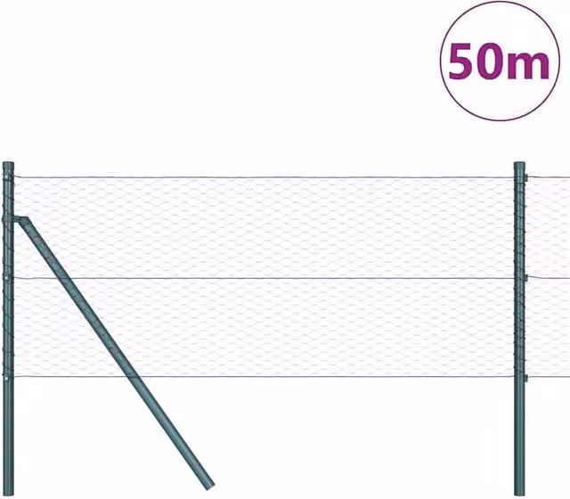 Berkfield Home Hexagon Steel Fence in Grey and Green, W: 0.6 m, L: 50 m