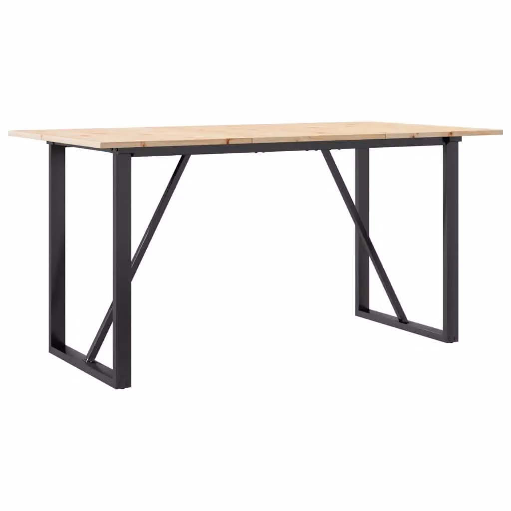 Berkfield Home O-Frame Dining Table in Brown Solid Pine and Steel, W: 160 cm, D: 80 cm, H: 75 cm – 2