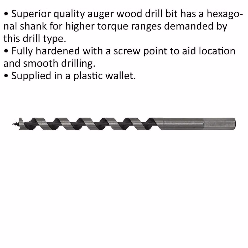 Loops Silver Hardened Auger Wood Drill Bit with Hexagonal Shank, Diameter: 13 mm, Length: 235 mm – 2