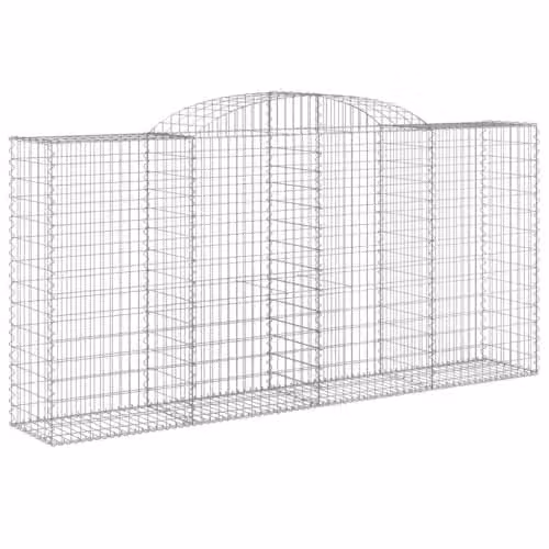 vidaXL Arched Gabion Baskets, 13 Pieces, Silver Galvanised Steel, W: 300 cm, D: 50 cm, H: 140-160 cm – 1