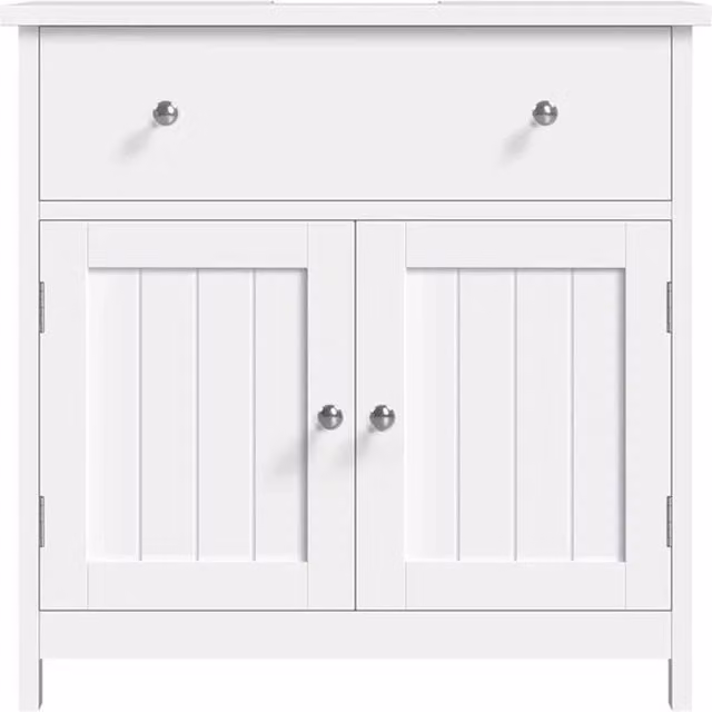 Kelvenix Modern White Matt Wood and MDF Floor Standing Bathroom Storage Cabinet