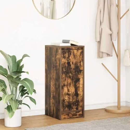 vidaXL Modern Smoked Oak Sideboard in Brown, W/D/H: 29.5 x 34 x 76 cm – 2