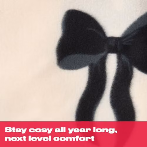 OHS Bow Print Fleece Throw Blanket, Black and White, W/D/H: 120 x 150 cm – 4